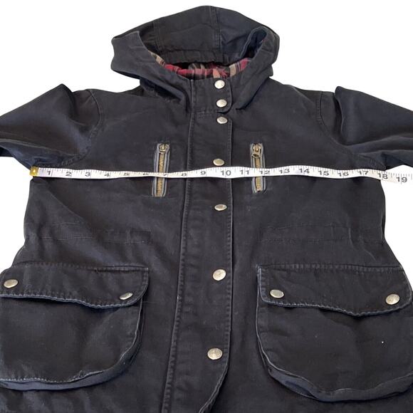 TOPSHOP Hooded Black Jacket US Size 2 With Drawstring to Define Waist Mid weight - Picture 11 of 13